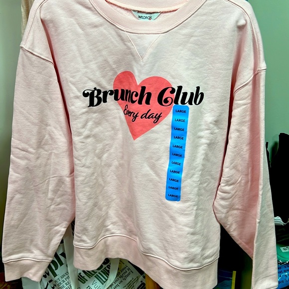 Wildfox Tops - Pink Wildfox Brunch Club Everyday Crewneck New